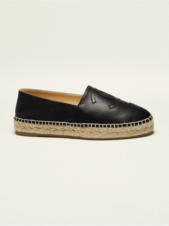 CHANEL Shoes - Authentic Chanel Black Leather Espadrilles